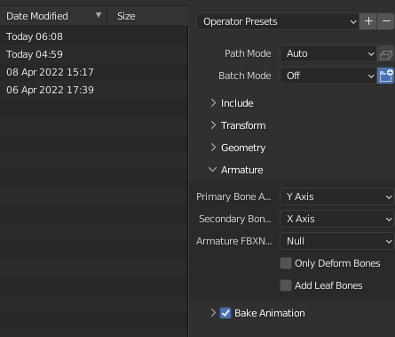Export to FBX dialogue in Blender; make sure to check off Add Leaf Nodes under Armature